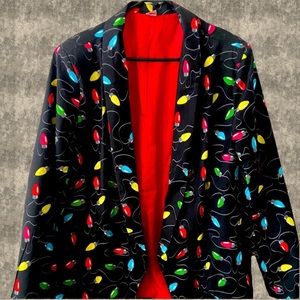 NWT Christmas Lights Light Up Woman’s Black/Multi-Color Blazer Holiday Time